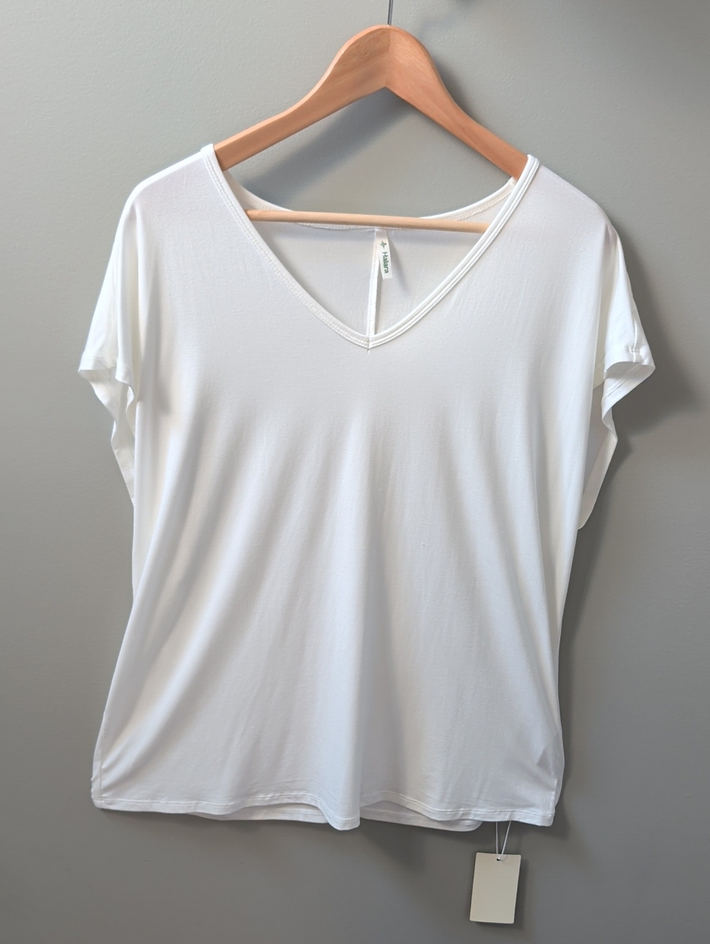Halara White V-Neck Short Sleeve Casual T-shirt Large